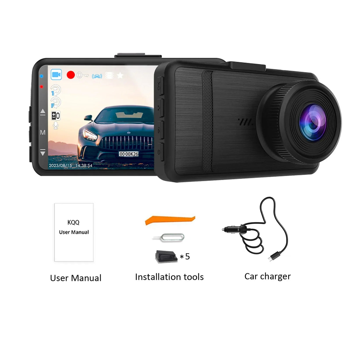 KQQ 4K Dash Camera for Car Ront and