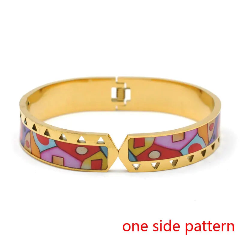 FYSARA Retro Style Stainless Steel Enamel Bracelet Geometric