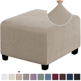 Square Footstool Cover Stretch Polar Fleece Ottoman Cover