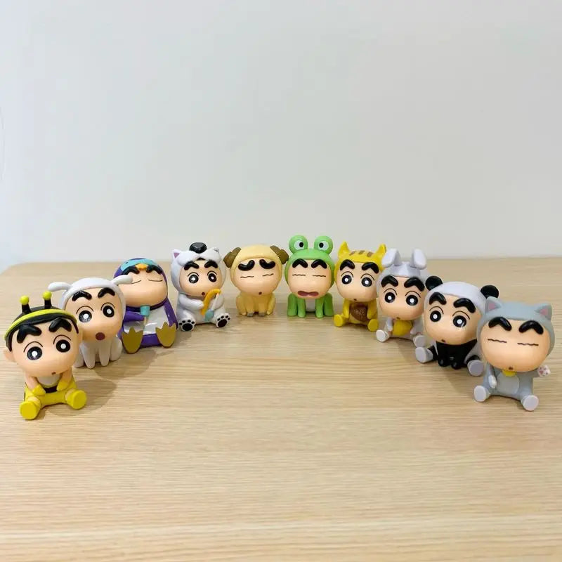 4/6/10pcs Set Crayon Shin-chan Anime Figure Fishing Puppy