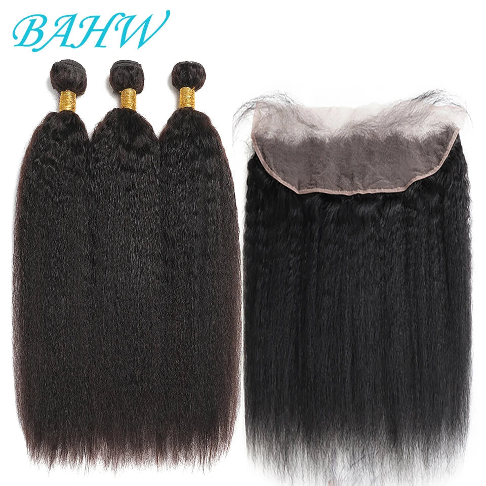 BAHW Brazilian Kinky Straight Human Hair Bundles With