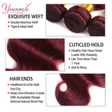 Burgundy Human Hair Bundles With Closure 99j Body