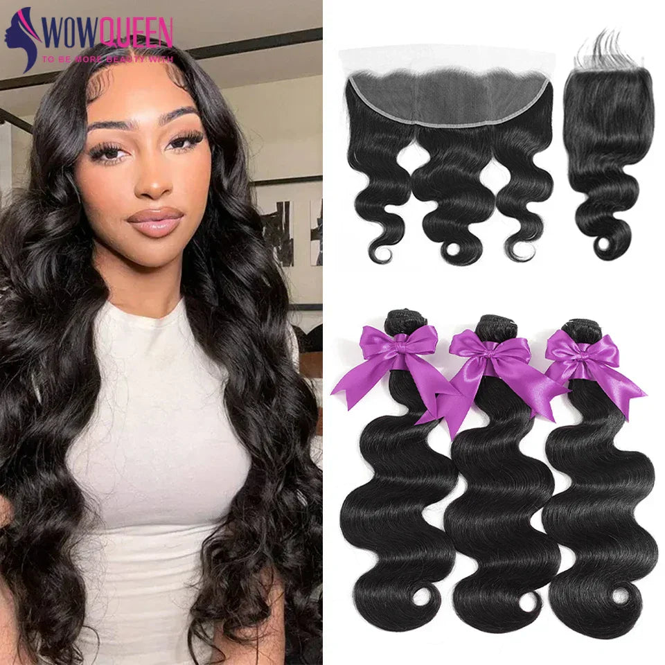 Body Wave Bundles Human Hair With Frontal 13x4