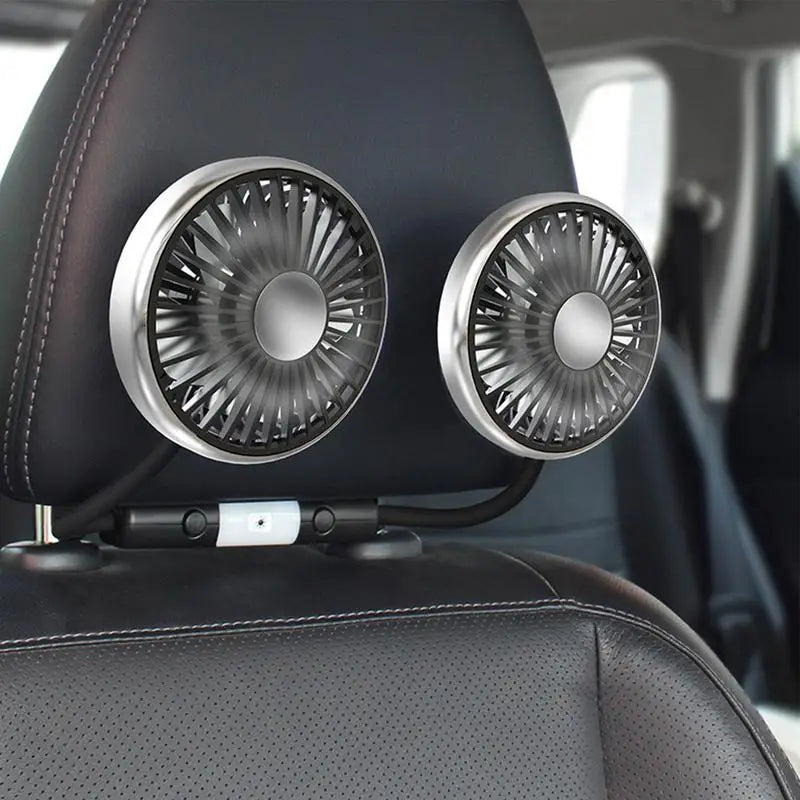 Dual Head Car Clip Fan With Led Light