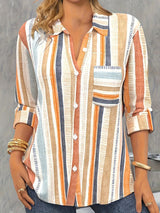 Plus Size Casual Blouse Womens Plus Stripe Print