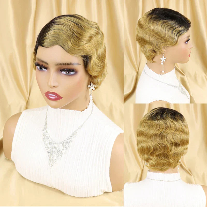 Short Finger Wave Wig Brazilian Human Hair Wig