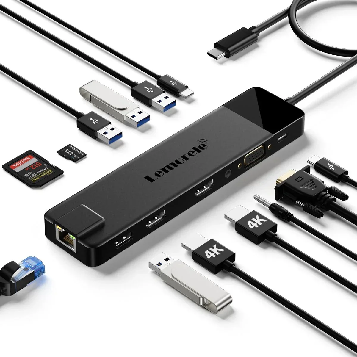 4K USB Hub USB C to Dual HDMI