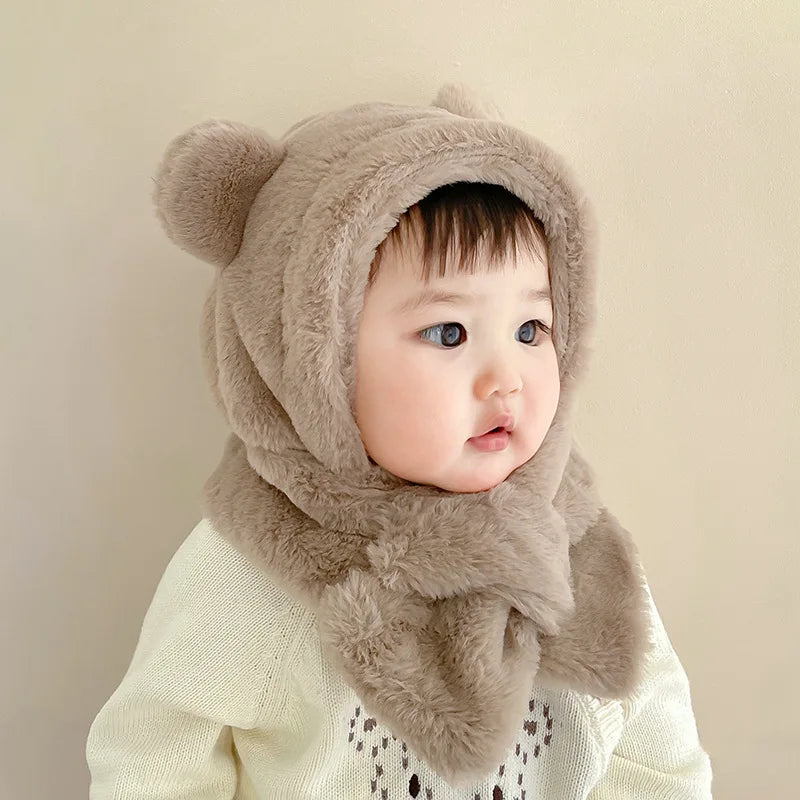 Winter Baby Hat One-Piece Faux Fur Kids Hat