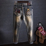 Tapered Graphic Jeans for Men with Print Hip