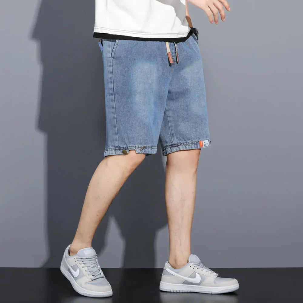 New Summer Men Denim Shorts Drawstring Loose y2k