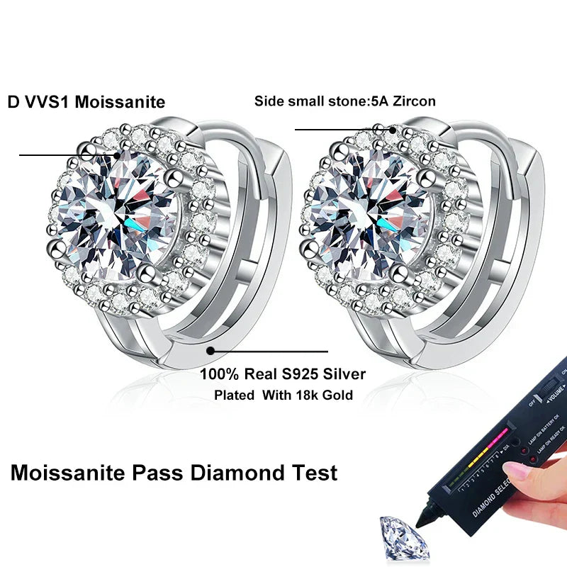 NeeTim 1ct 6.5mm Moissanite Earrings for Women S925