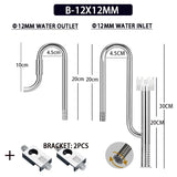 Aquarium 12/16mm stainless steel lily tube, inlet and