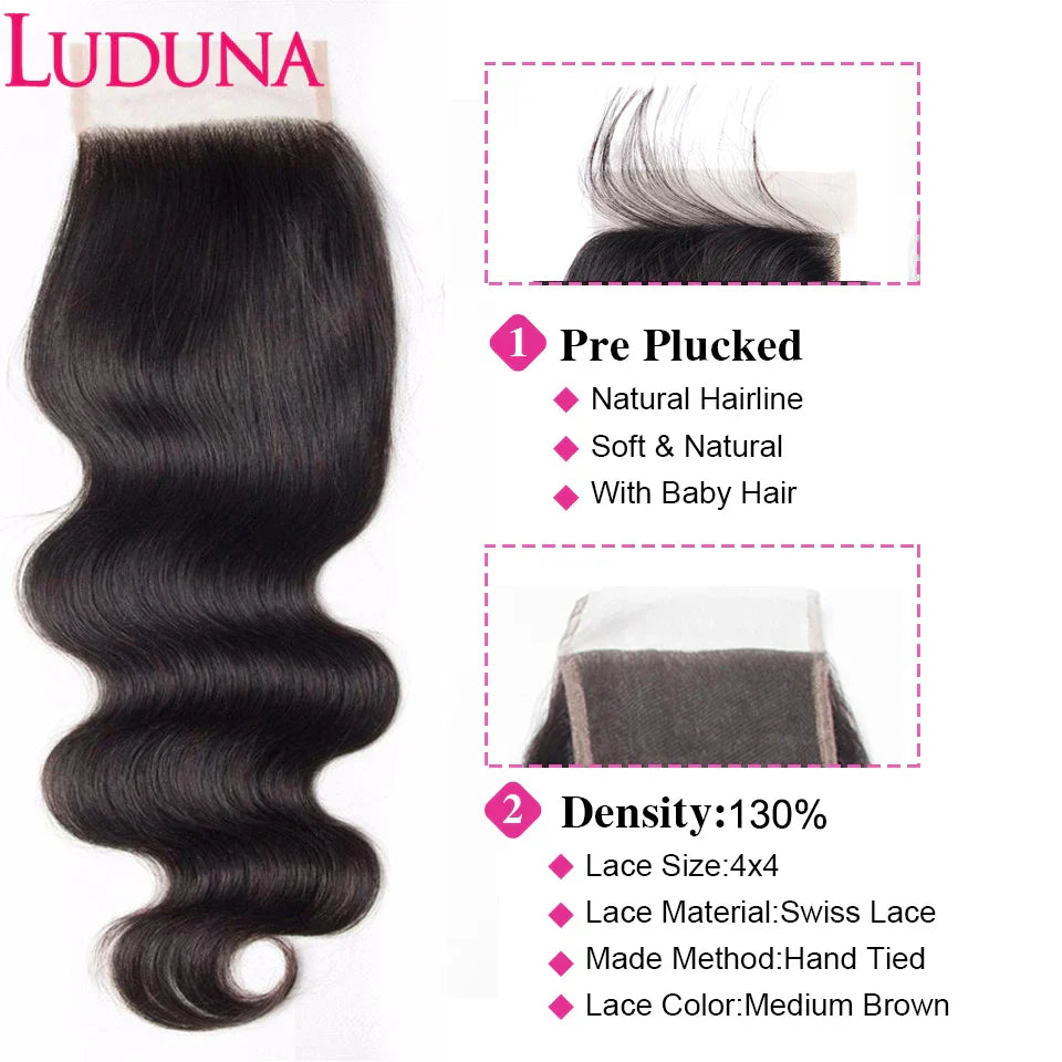Ludana Body Wave Bundles With Closure Brazilian Bundles