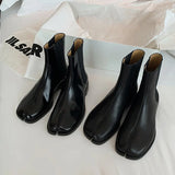 Split Toe Women ankle boots high quality leather