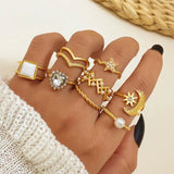 23pcs Hiphop Gold Color Geometric Wheat ear Rings