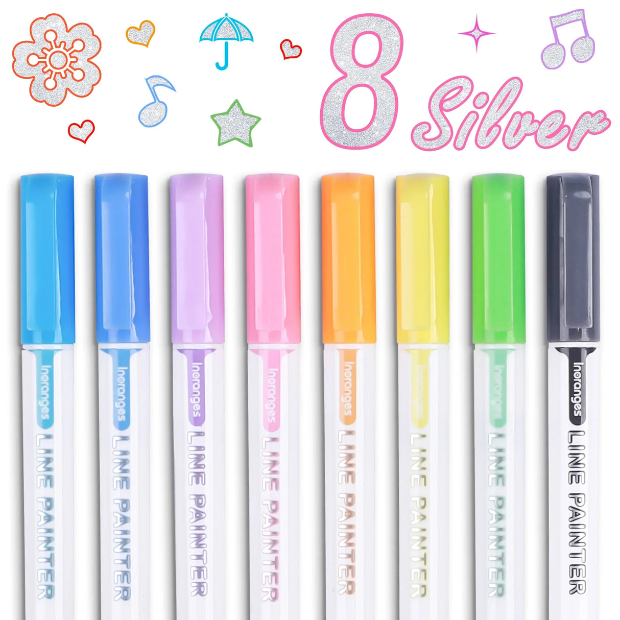 8/9/12/24 Highlighter Color Double Line Contour Pens Contour