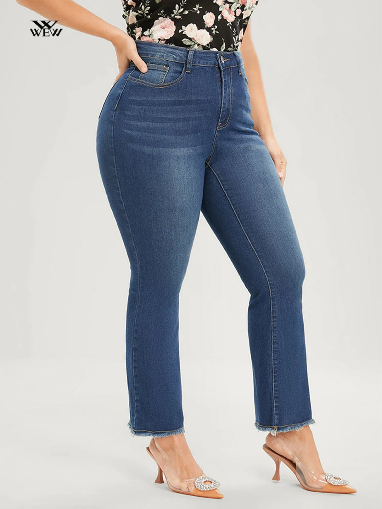 Plus Size Straight Leg Womens Jeans High Waist