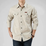 100% Cotton Men's Shirt Solid Color Multi-Pocket High