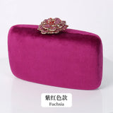 New Winter Velvet Clutch Bag Diamond Flower Lock