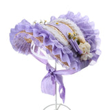 Japanese Lolita Sweet Handmade Straw Sun Hat Lace