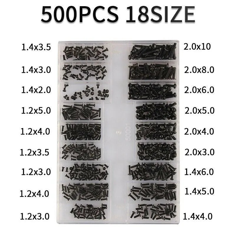 500Pcs 18 Size Laptop Notebook Computer Replacement Screws