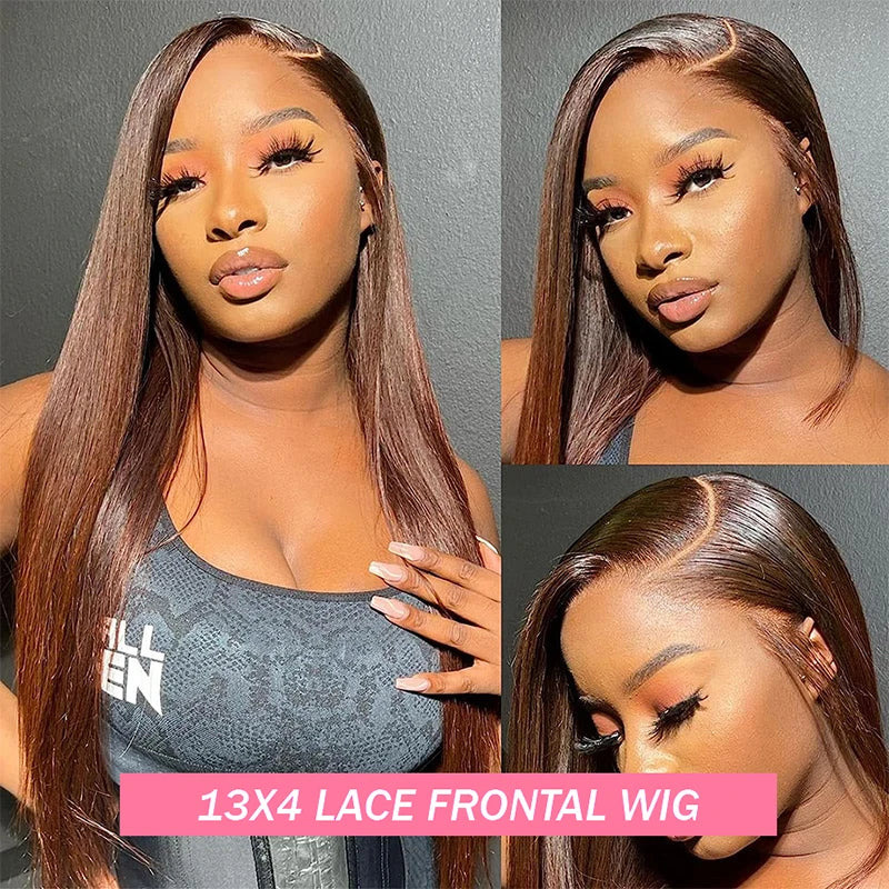 Chocolate Brown Straight 13X4 Lace Front Wig 180Density