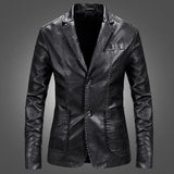 PU Jacket Men Solid Color Leather Coat Jacket