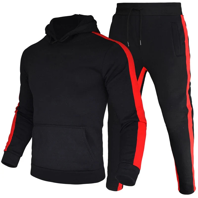 Mens Fashion Tracksuit Hoodies and Black Sweatpants High