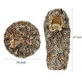 Leopard Print Double Layer Silky Bonnet Adjustable Elastic