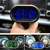 Digital Car Clock Dual Thermometer Battery Voltmeter Voltage Luminous Electronic Clock Car DC 12/24V Interior Accessories 4 IN 1