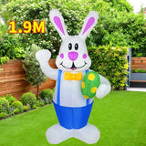 1.9M Blue Rabbit Inflatable Toys Built-in LED Light