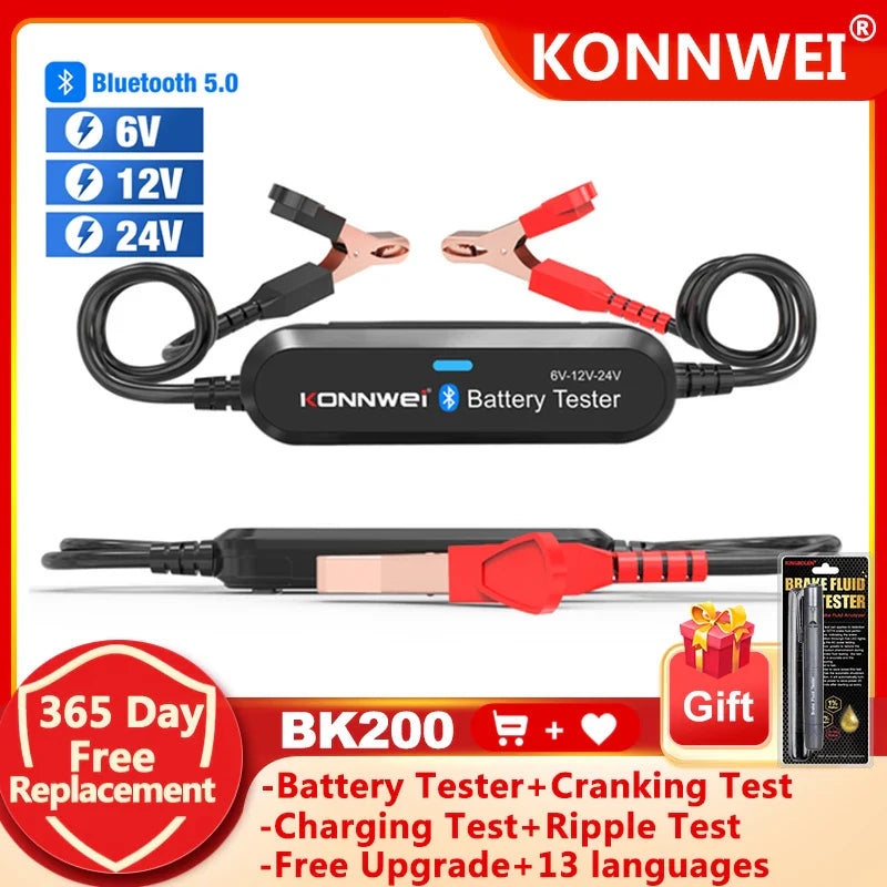 KONNWEI Battery Tester BK200 Car Charger 12V 24V