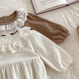 2PCS Spring Lace Collar Waffle Infant Baby Girl