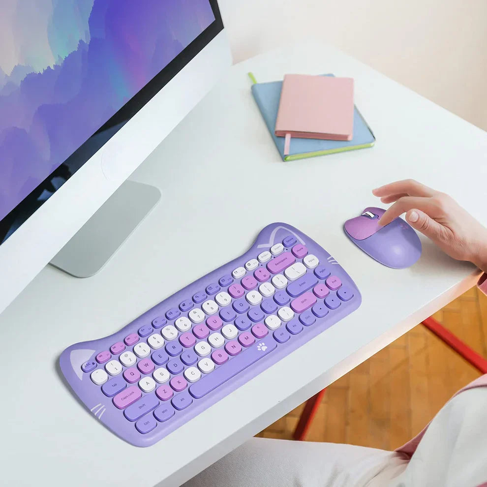 Colors Cute 2.4G Wireless Keyboard Mouse Combo for