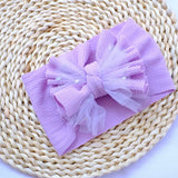Baby Oversized Bow Headband Leopard Mesh Bowknot Wide