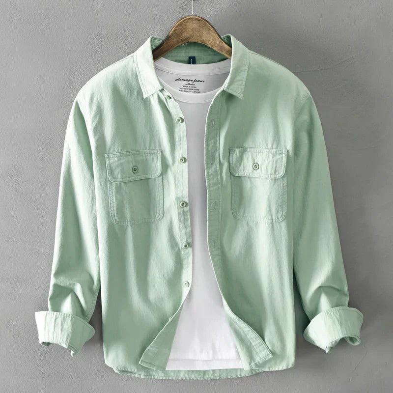 HIQOR New Mens Vintage Shirt Male Lone Sleeve