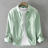 HIQOR New Mens Vintage Shirt Male Lone Sleeve