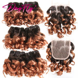 6+1/Lot Brazilian Hair Weaving With Closure Ombre Bouncy