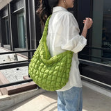 Quilted Padded Crossbody Bag for Women Pleated Bubbles