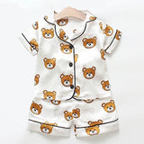 Toddler Girls Silk Satin Pajamas Sets Cartoon Kids