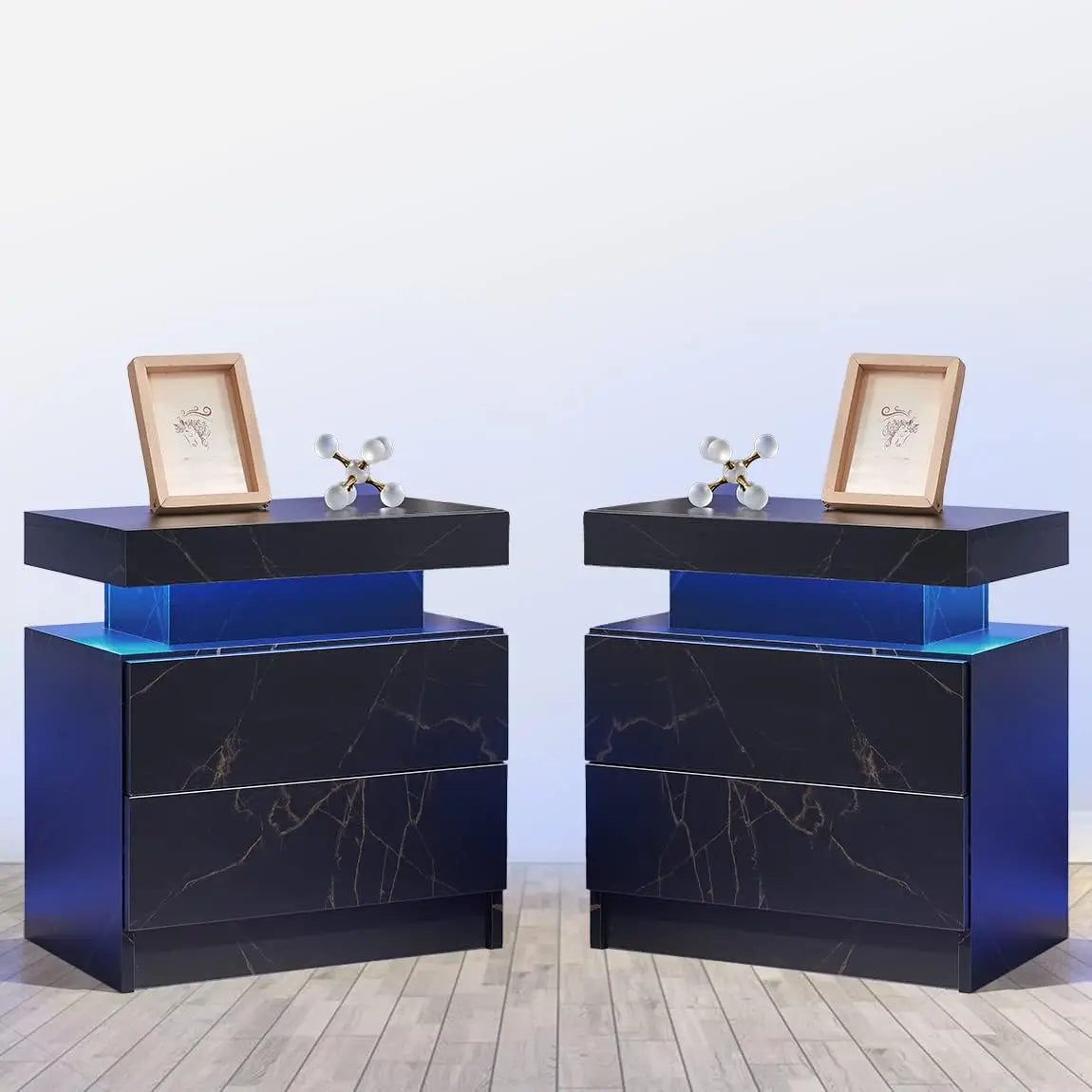 Side Bed Table With LED Light Bedside Tables