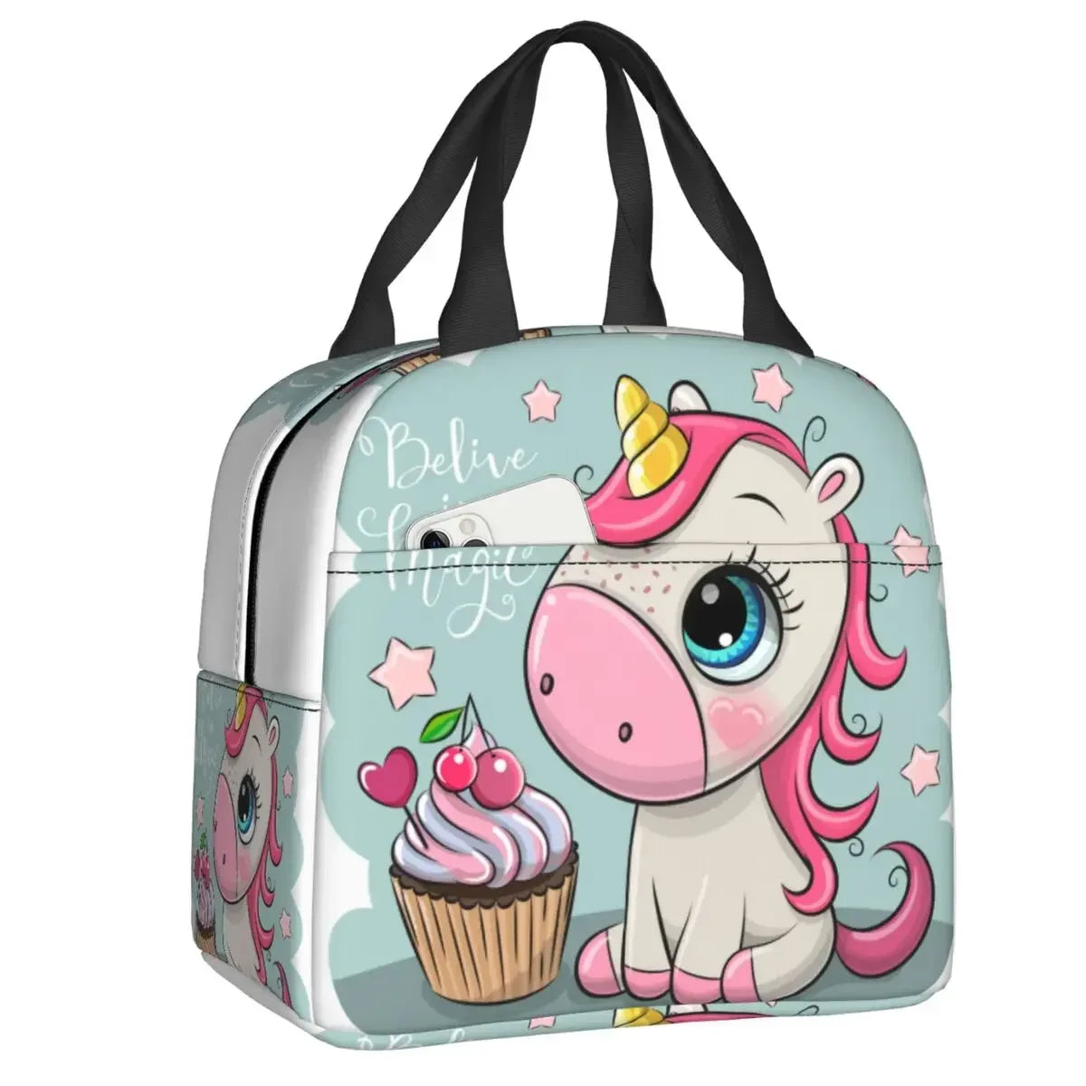 Unicorn Rainbow Insulated Lunch Tote Bag For Shooting Star And Magic Wand Thermal Cooler Food Lunch Box Work School Travel