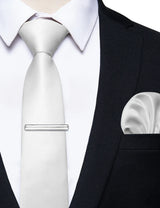 Luxury White Solid Necktie for Man Accessories Classic