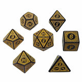 7 Pcs Kit Polyhedral 6 Sides Carved Vintage