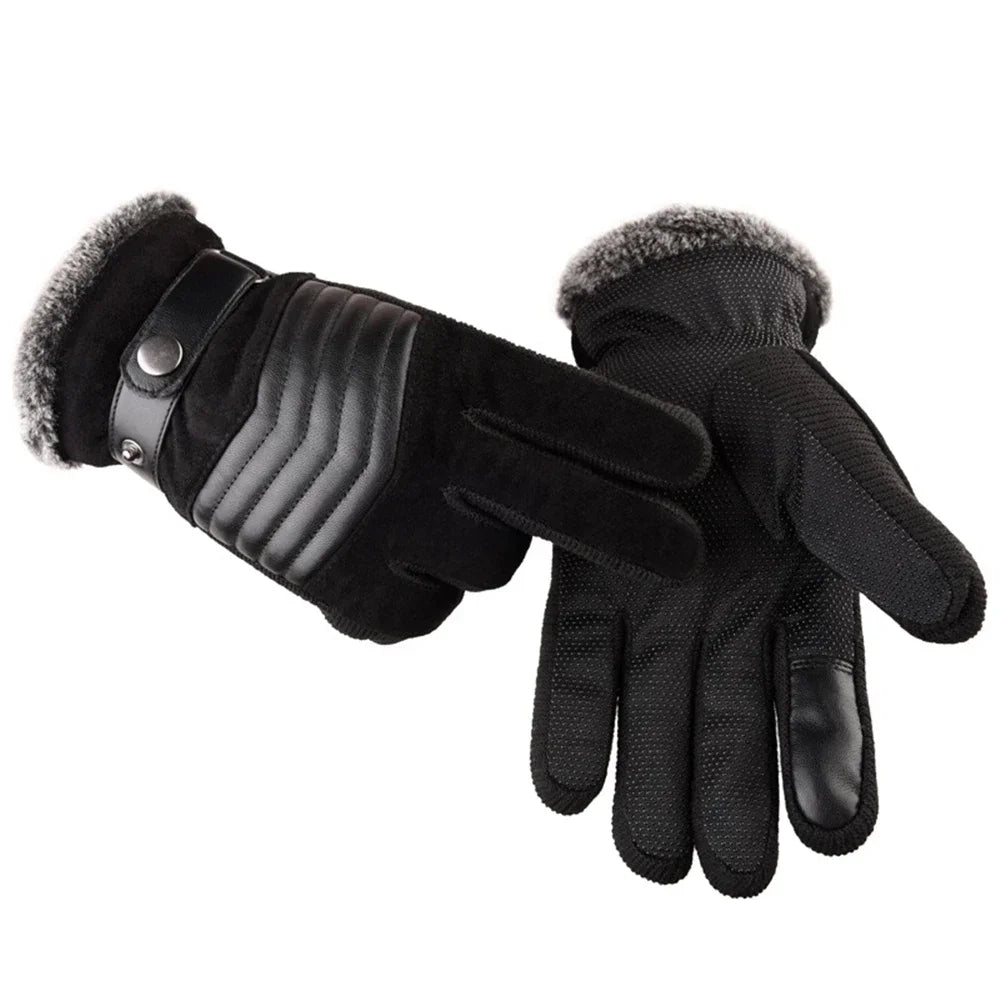 Touch Screen Winter Warm Men's Gloves Genuine Leather