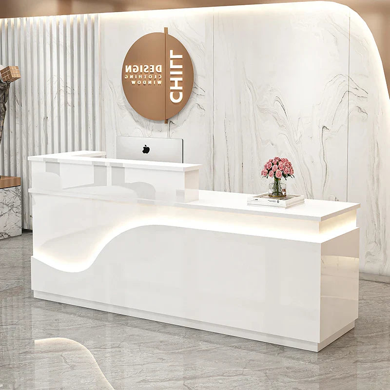 White Light Reception Desks Design Stylish Modern Luxury