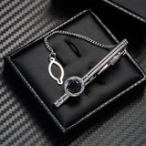 Silver Color Starry Sky Stone Cufflinks Tie Clip