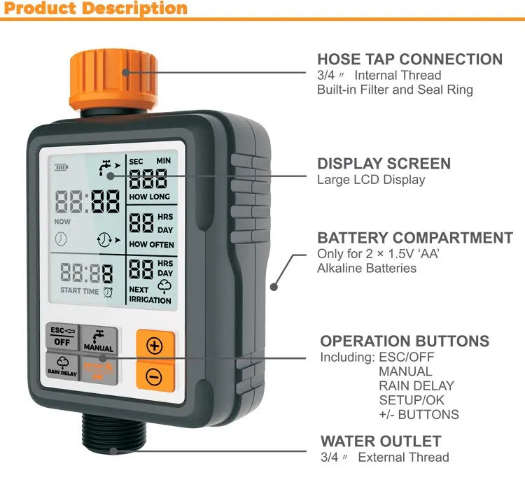 Automatic Digital Electronic Water Timer System Garden Irrigation