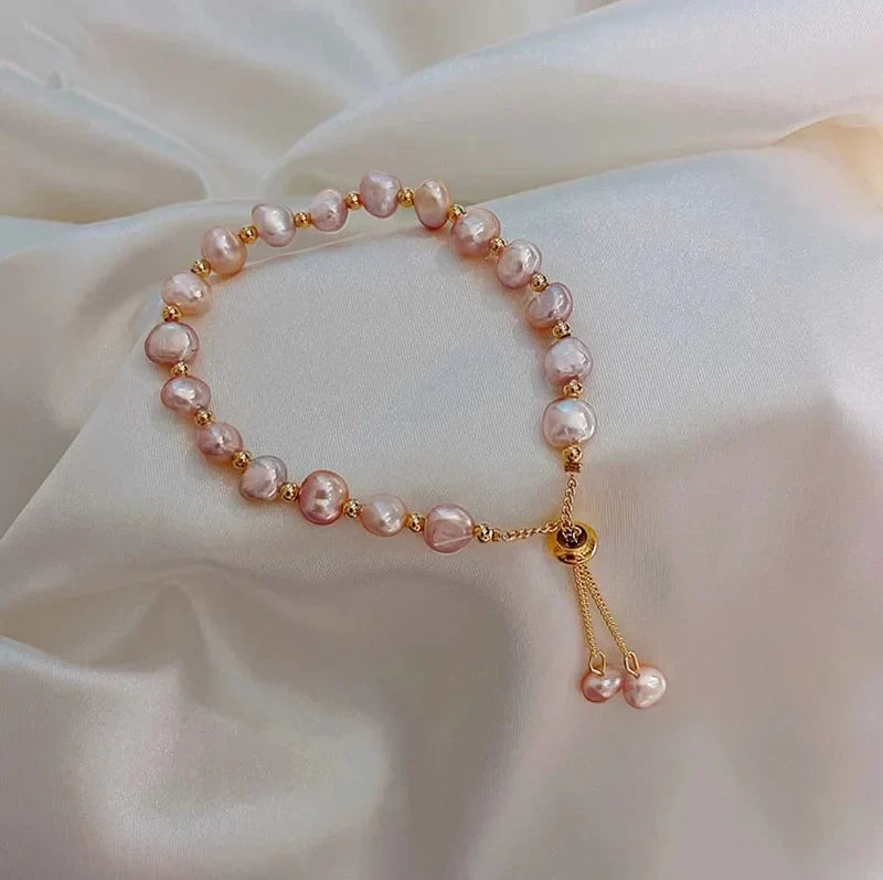 Vintage Purple Imitation Pearl Bracelet for Women Girls