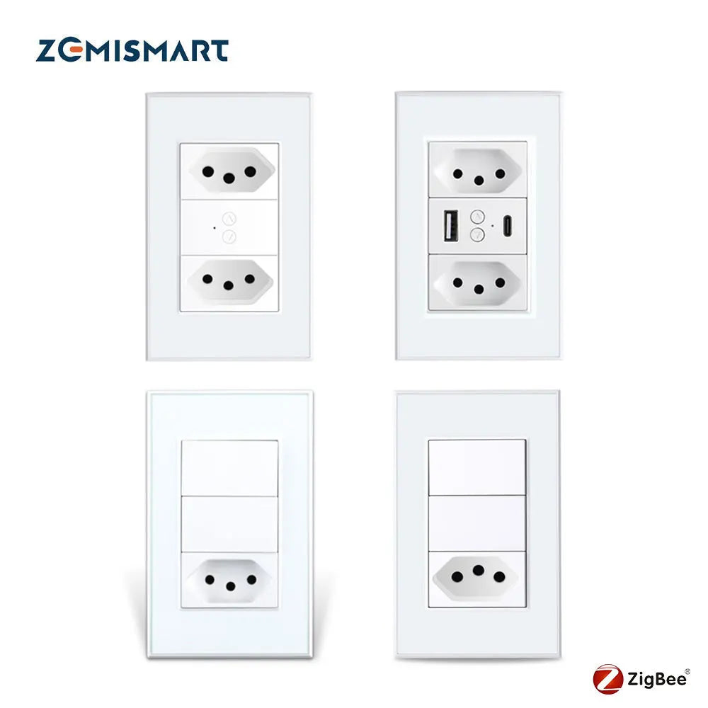 Zemismart Tuya Zigbee Smart Brazil Socket 10A 20A